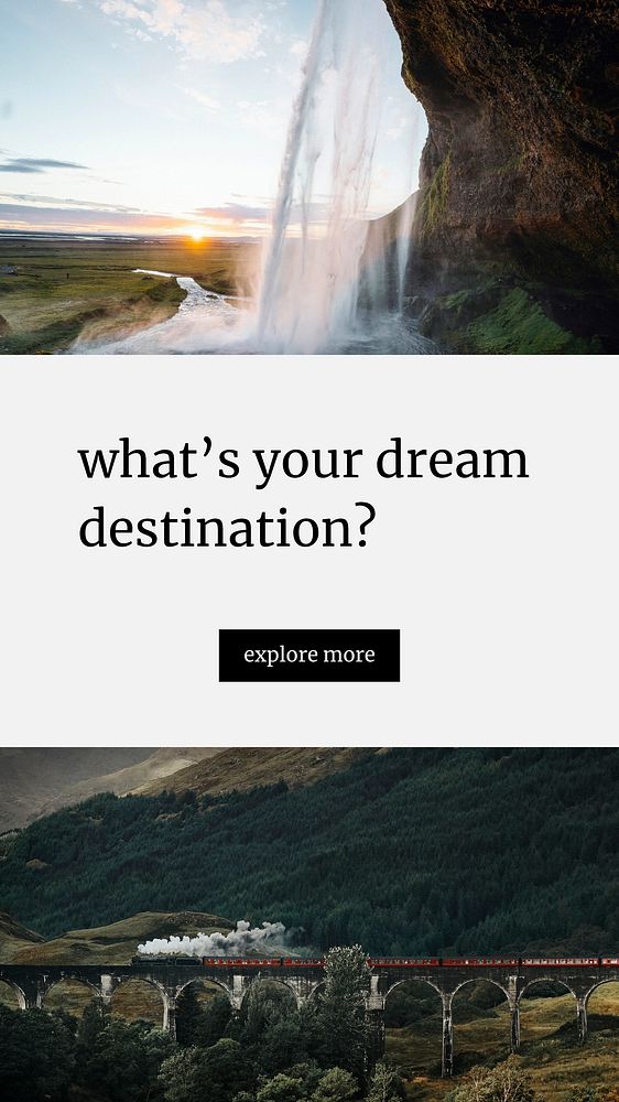 Explore destinations Facebook story template,  travel design vector