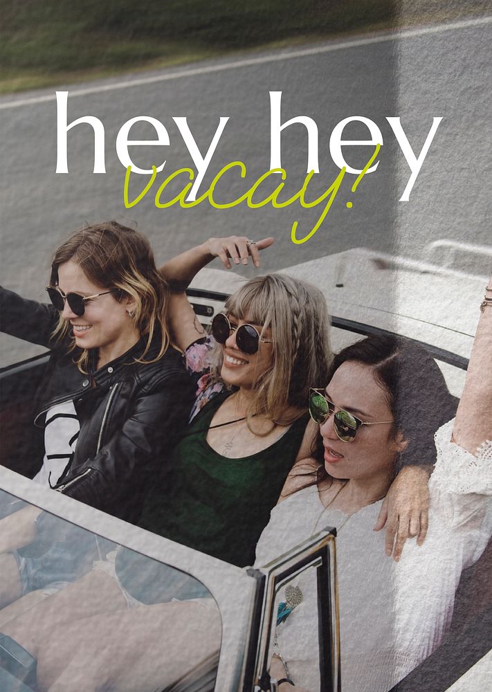 Girls getaway poster template,  friends travel vector