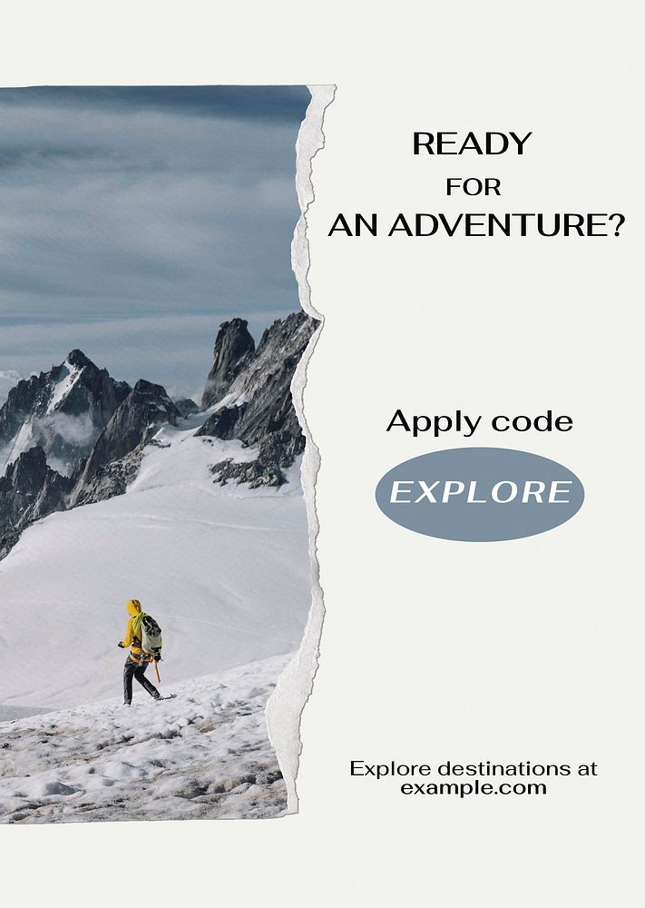Winter travel  poster template,  editable design  psd