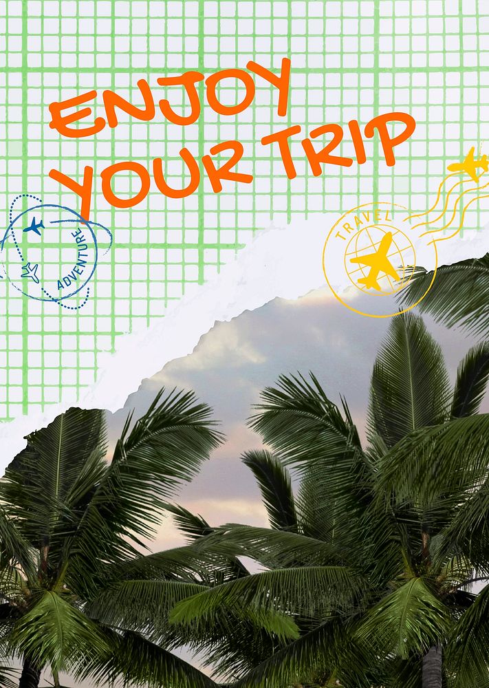 Tropical travel poster template,  summer vacation  vector