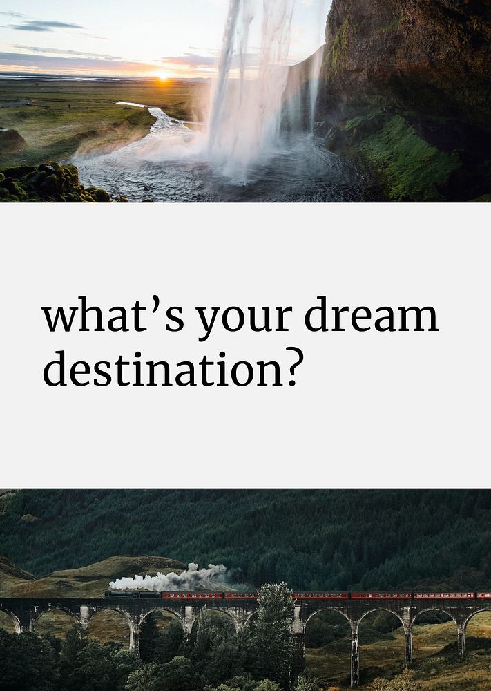 Explore destinations poster template,  travel design psd