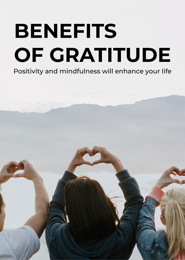 Benefits of gratitude poster template, editable design vector