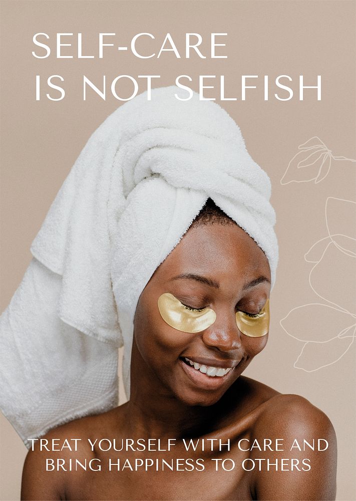 Self care beauty poster template, editable design vector