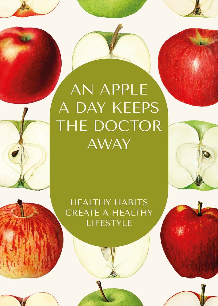 Healthy food poster template, editable design vector