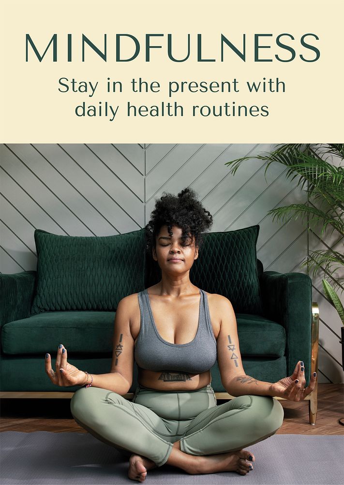Meditation & yoga poster template, editable design vector
