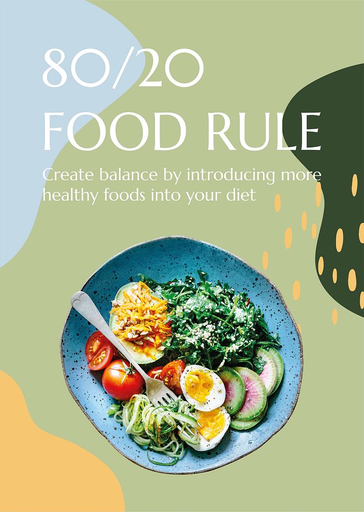 Food & nutrition poster template, editable design psd