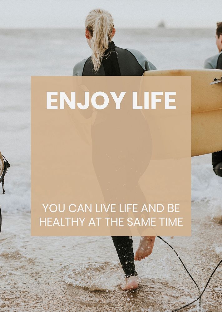 Surfer lifestyle poster template, editable design vector