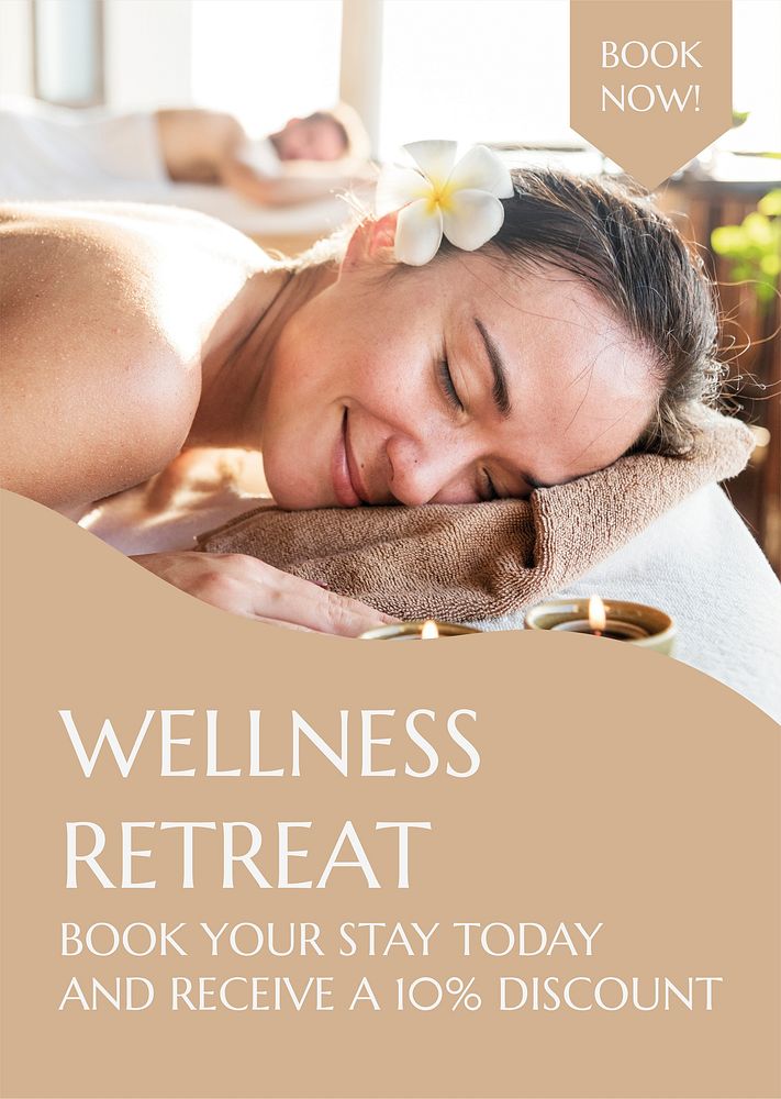 Wellness retreat package poster template, editable design vector
