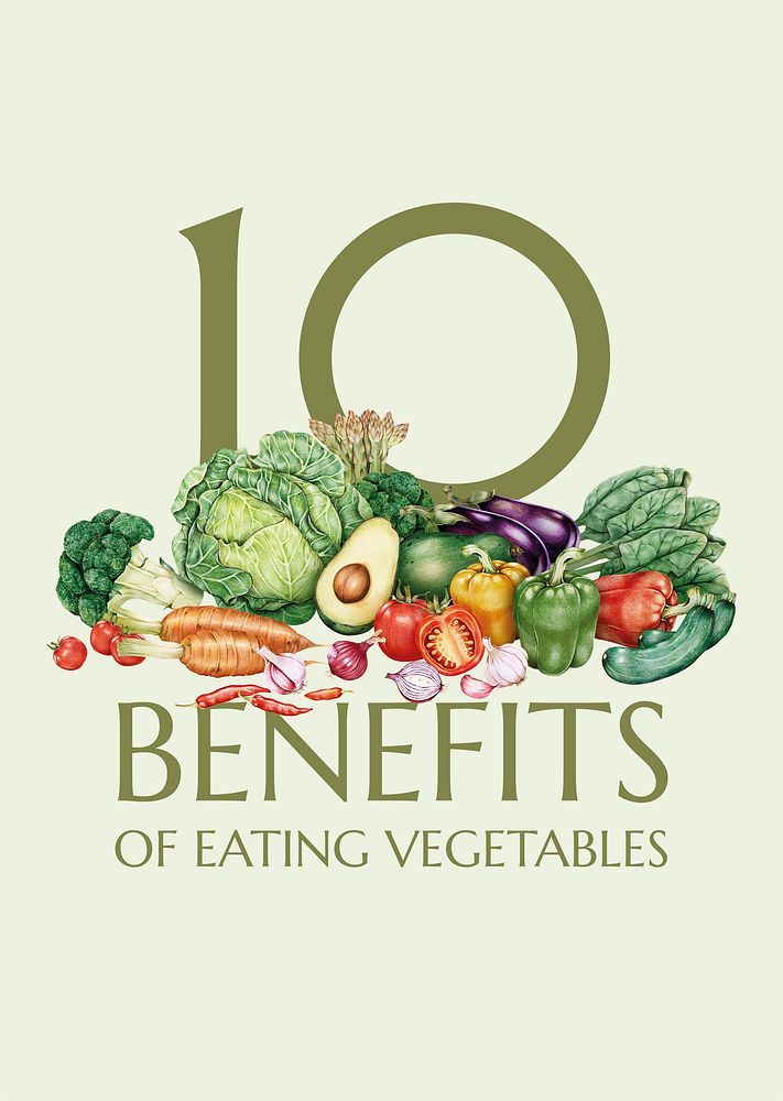 Benefits of vegetables poster template, editable design vector