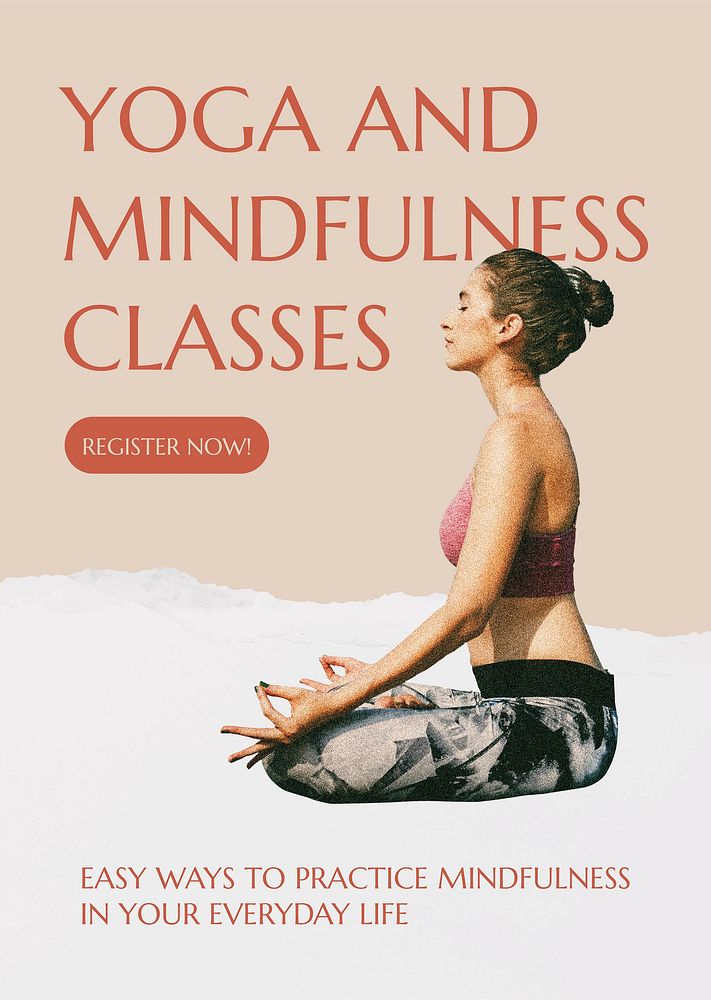 Yoga & mindfulness poster template, editable design vector