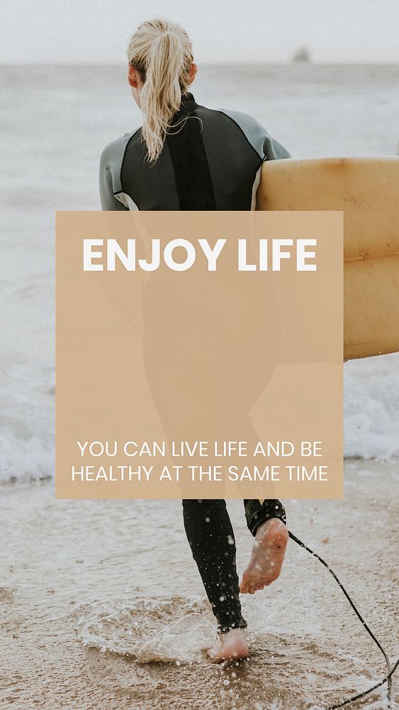 Surfer lifestyle Instagram story template, editable social media ad  vector