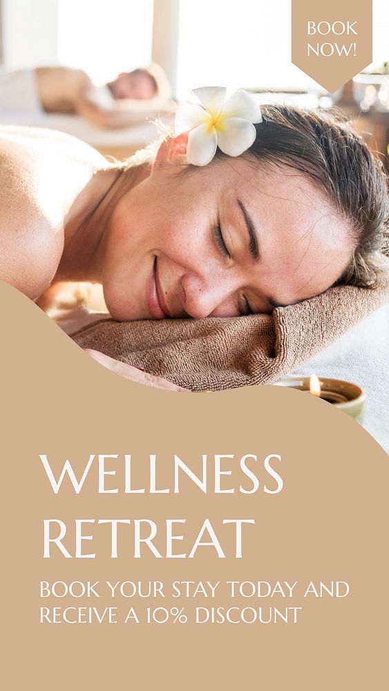 Wellness retreat Instagram story template, editable social media ad  vector