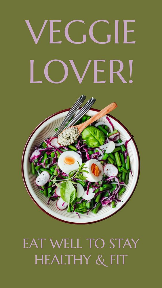 Healthy lunch Instagram story template, editable social media ad  vector