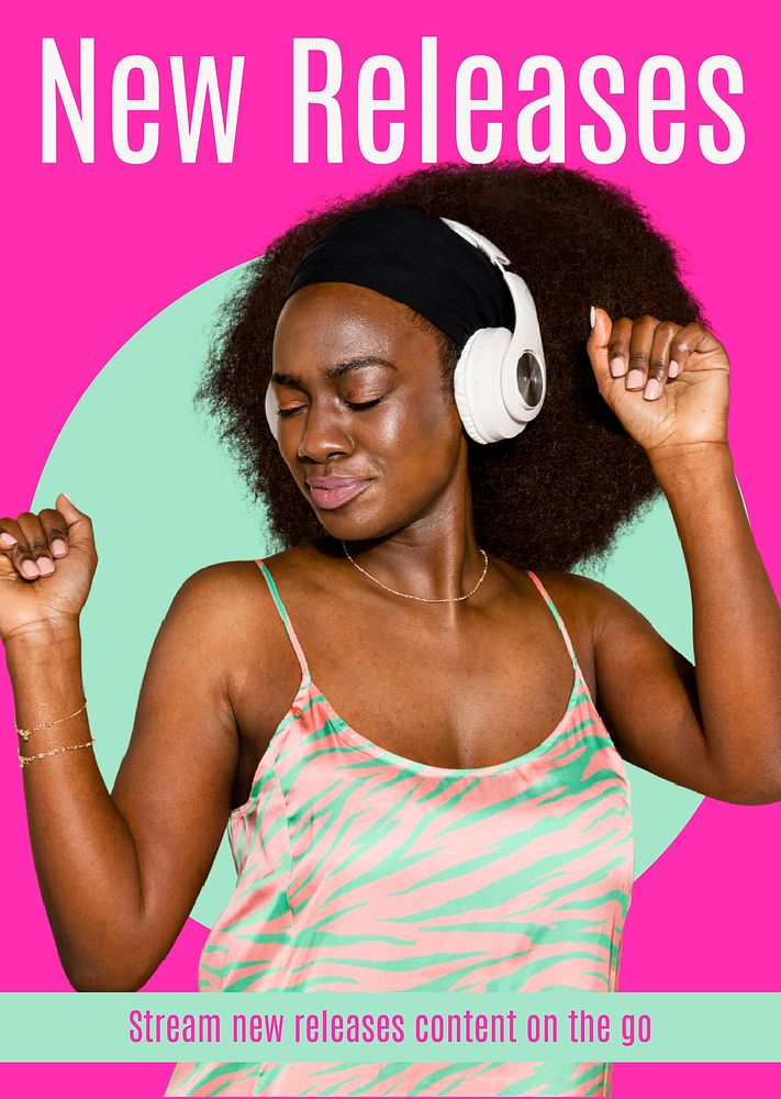 Music poster template, African American woman, psd