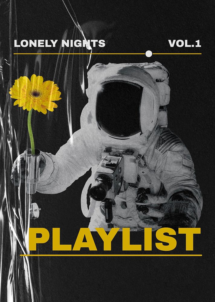 Astronaut music poster template, entertainment, psd