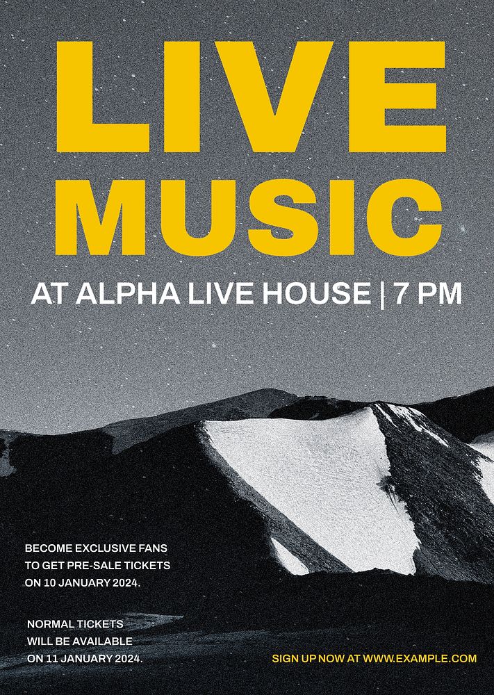 Live music poster template, entertainment, psd
