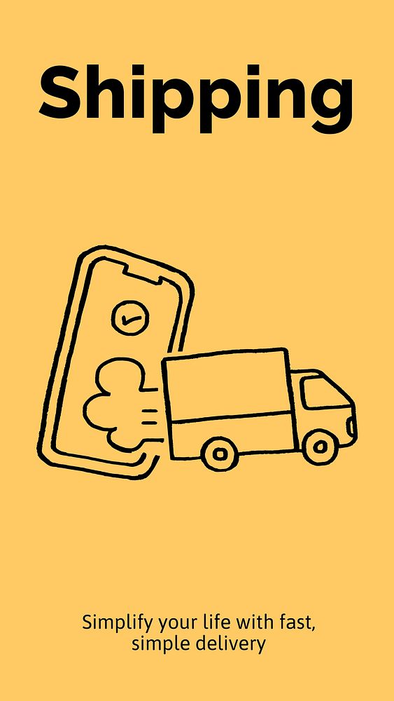 Shipping service Instagram story template, cute doodle vector