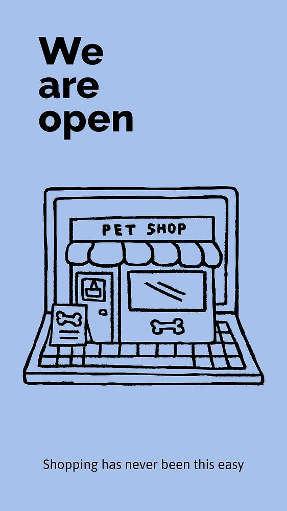 Online pet shop template, Facebook story, cute doodle vector