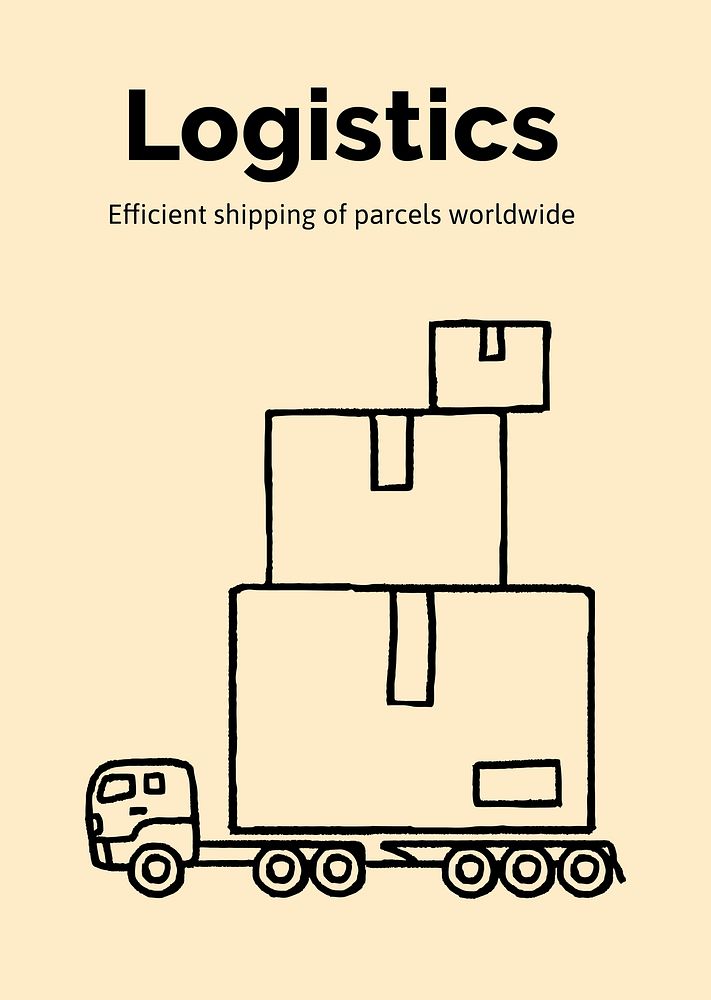 Shipping service poster template, cute doodle vector