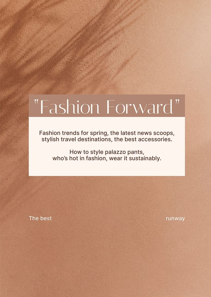 Fashion forward poster editable template, shadow aesthetic psd