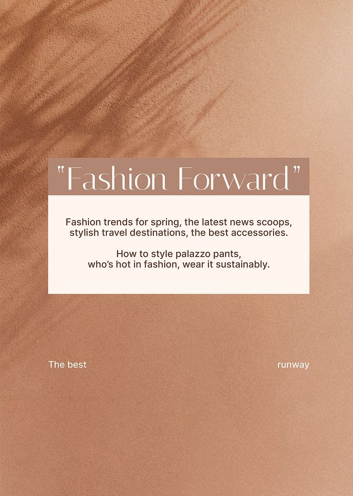Fashion forward poster editable template, shadow aesthetic vector