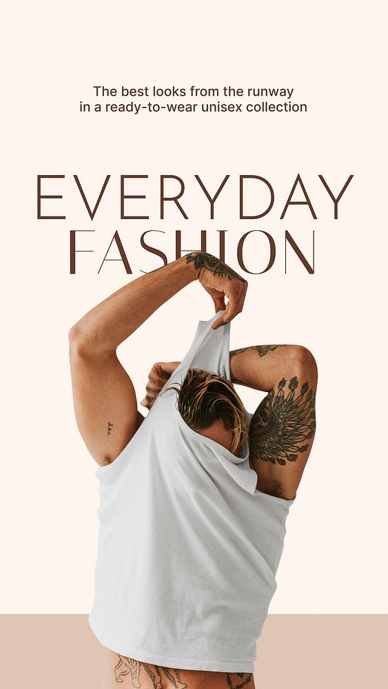 Men's fashion Instagram story template, beige design vector