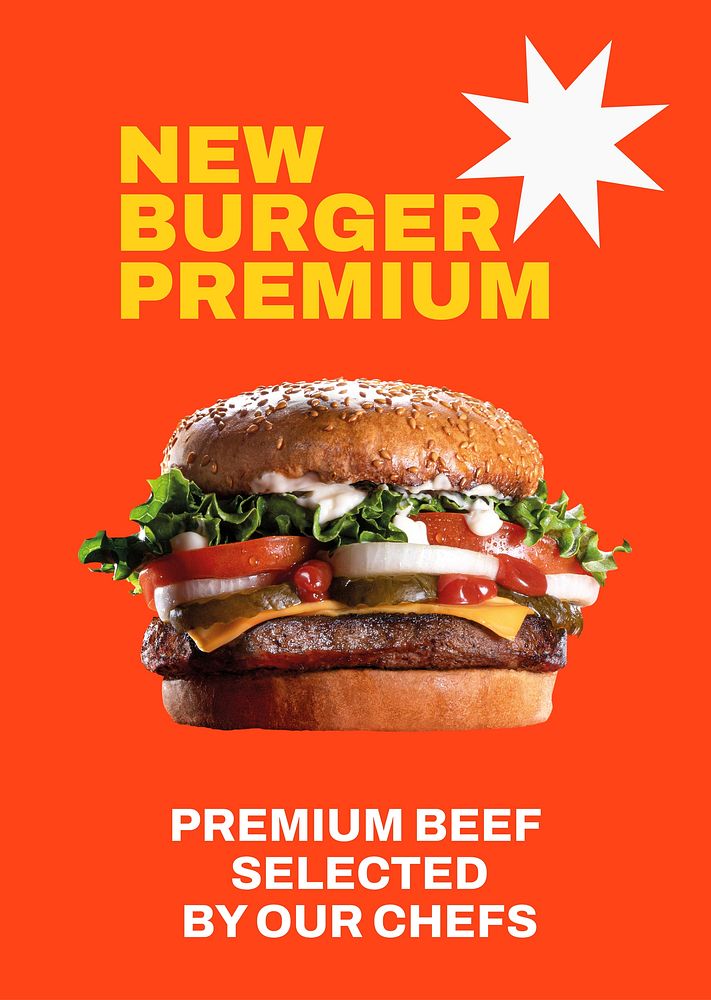 Burger restaurant poster editable template, food branding psd