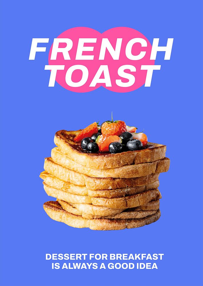 French toast poster editable template, dessert for breakfast psd