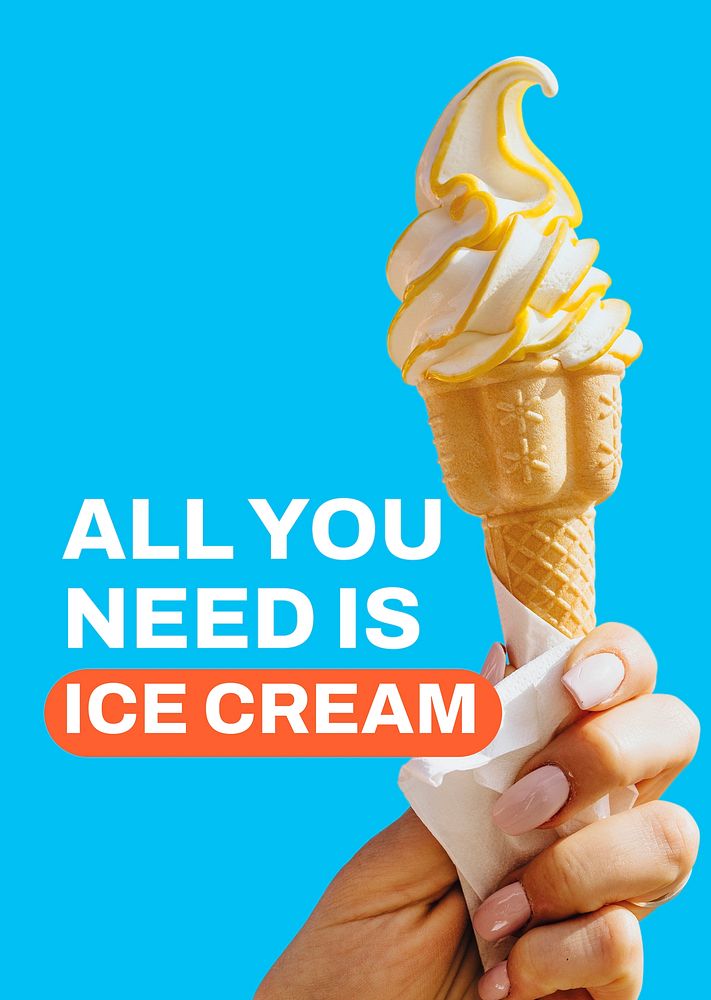 Soft serve poster editable template, food quote vector