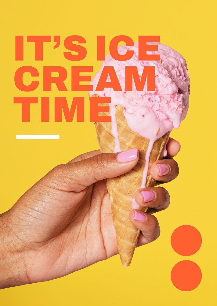 Melting ice-cream poster editable template, yellow design psd
