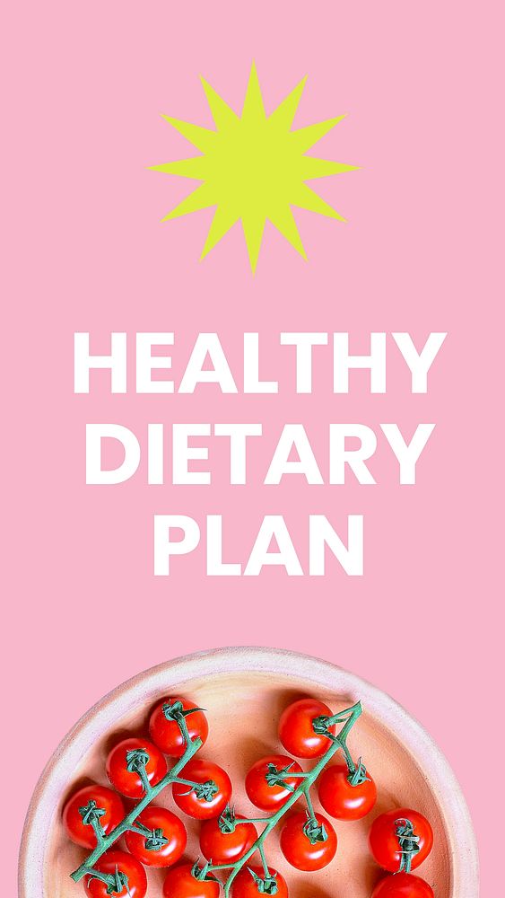 Healthy dietary Instagram story template, pink design vector