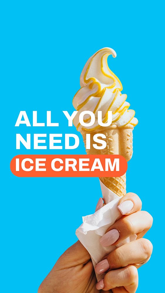 Soft serve Instagram story template, food quote vector