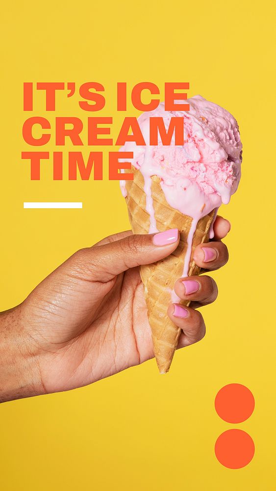 Melting ice-cream Instagram story template, yellow design vector