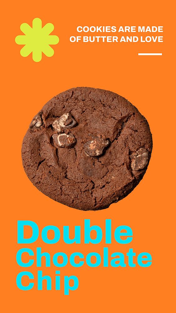 Chocolate cookie Instagram story template, dessert quote vector