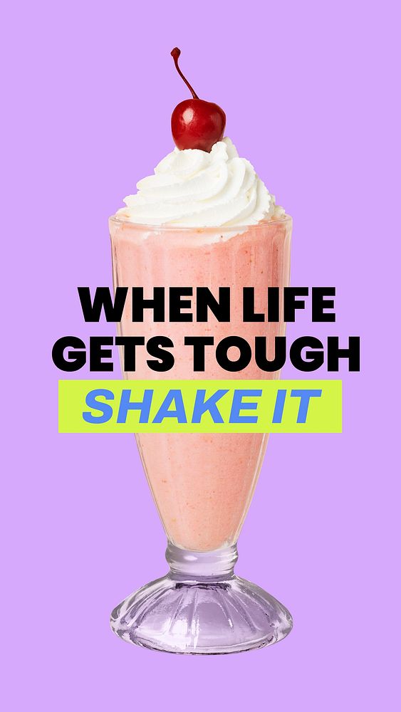 Milkshake aesthetic Instagram story template, motivational quote vector