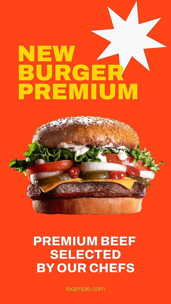 Burger restaurant Instagram story template, food branding vector