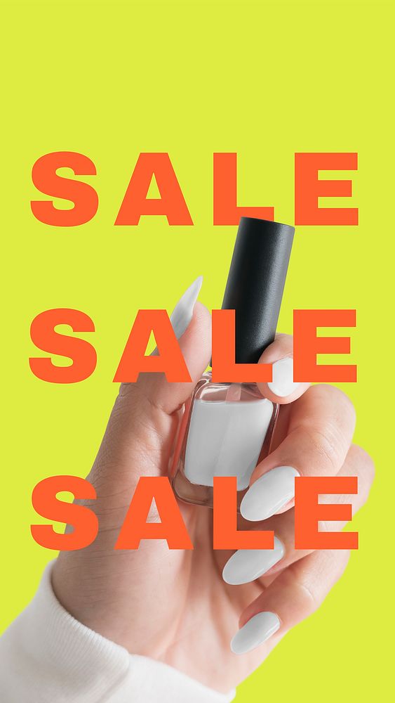 Beauty sale Instagram story template, nail polish photo vector
