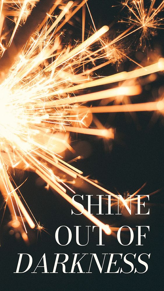 Sparkler aesthetic Instagram story template, shine out of darkness quote vector