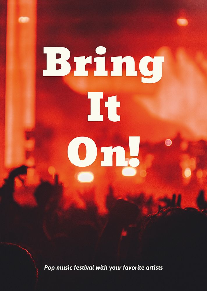 Music festival poster editable template, bring it on text psd