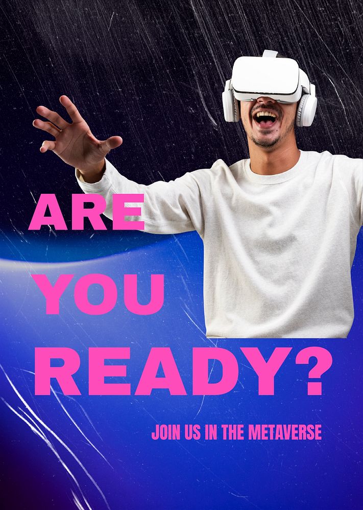VR Metaverse poster editable template, technology ad psd
