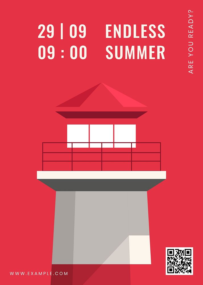 Lighthouse on a red background vector