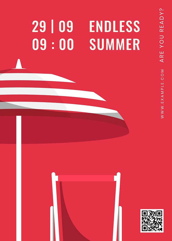 Umbrella and chair on a red background vector