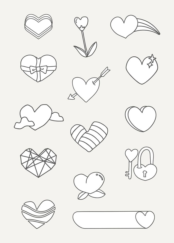 White heart design collection vectors