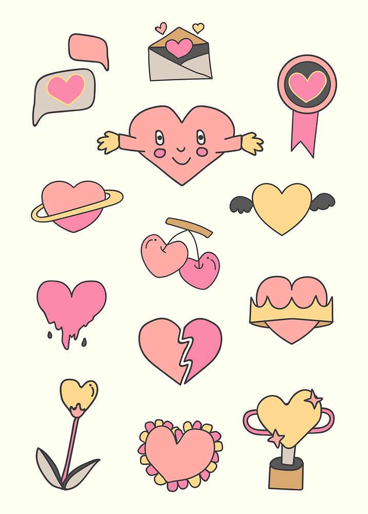 Pink heart design collection vector