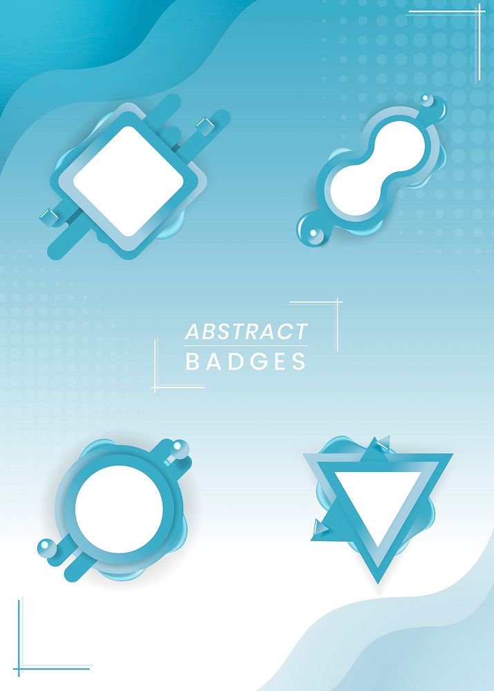 Blue geometrical shaped badges vector collection