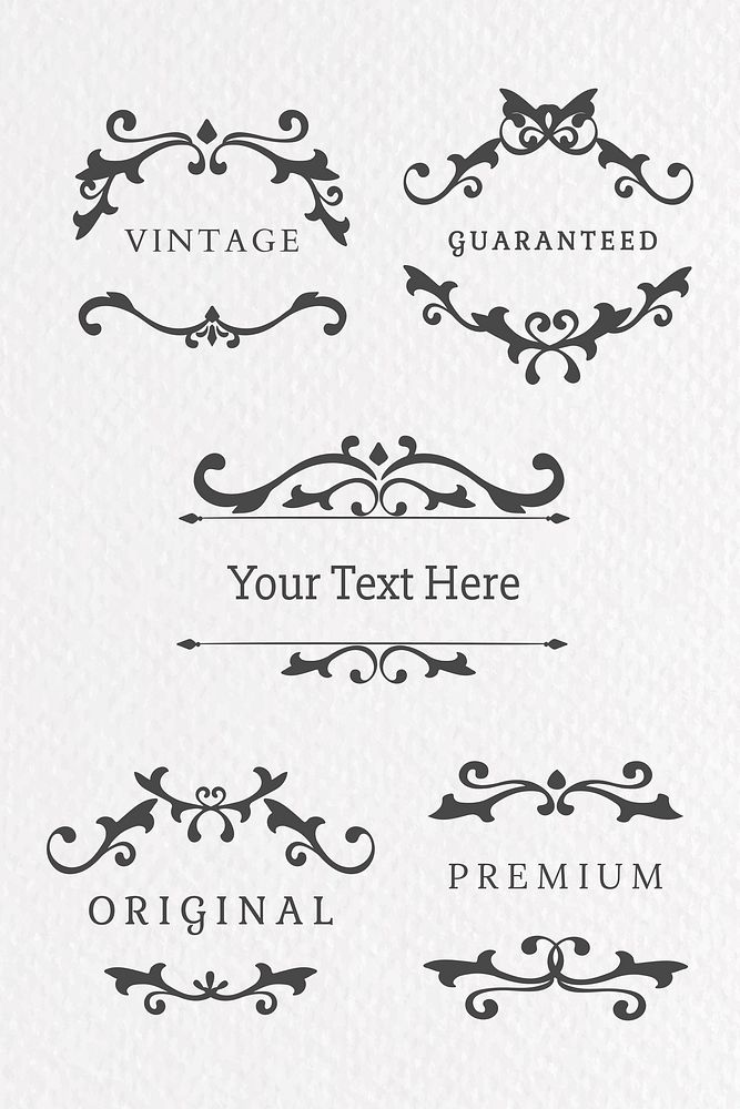 Vintage black ornamental frame collection vector in textured background