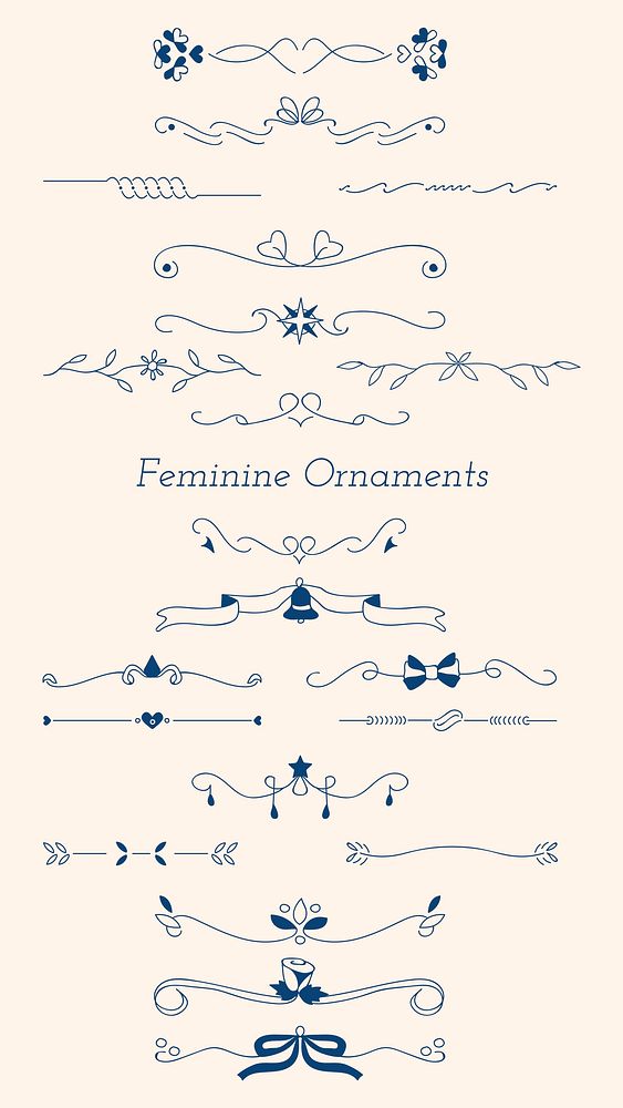 Blue feminine ornamental dividers vector collection