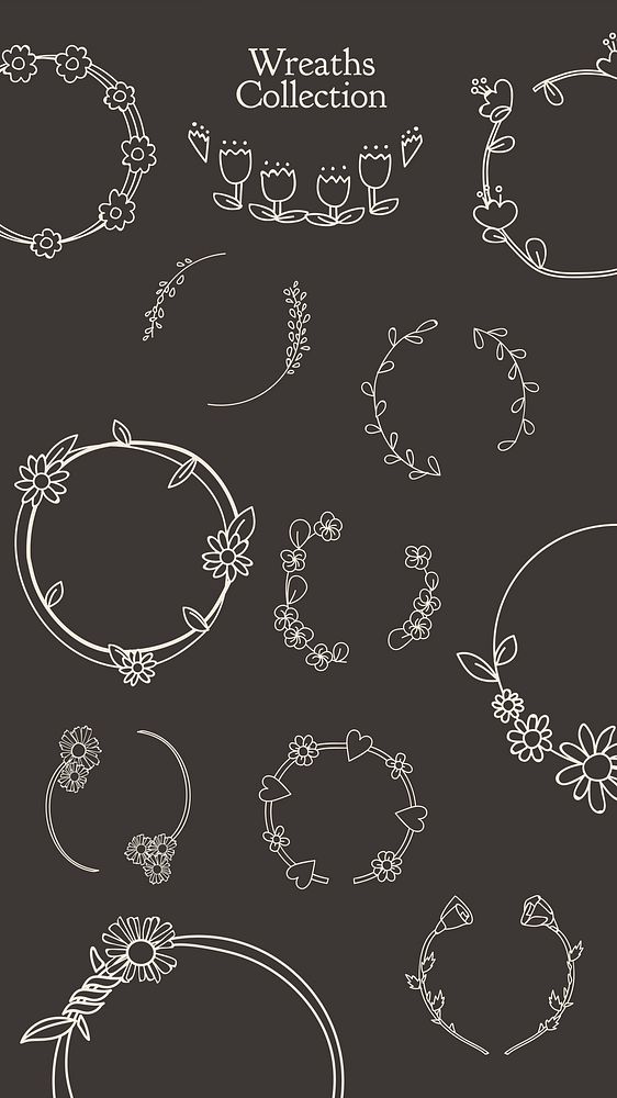 Beige botanical wreath vector collection