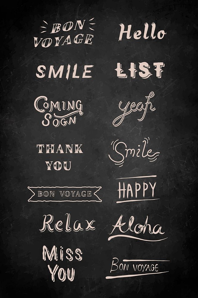 Set of hand lettered on background vector
