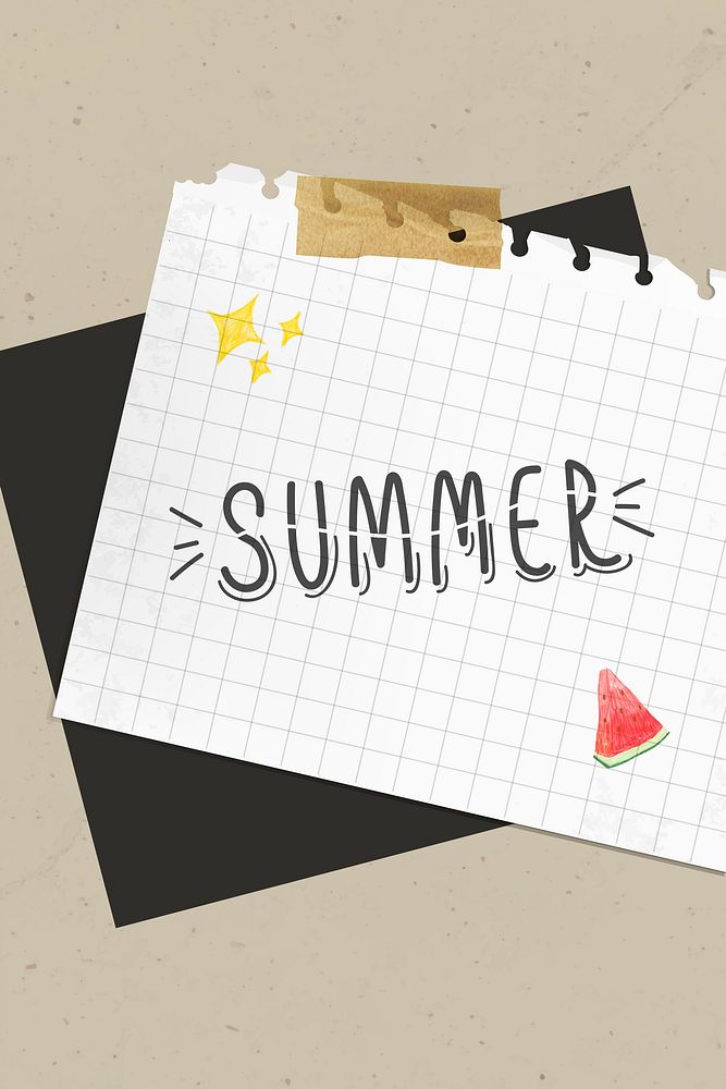 Summer typography on a paper vector